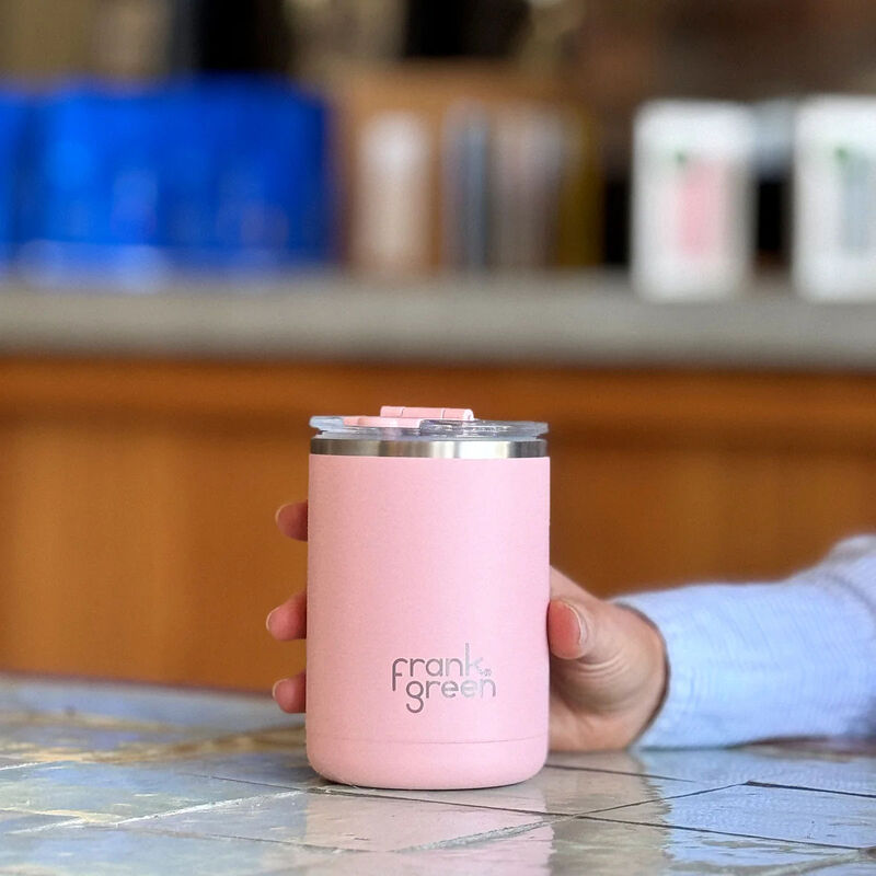 frank green 12oz Ceramic Cup with Hinged Lid Neon Pink image number 2